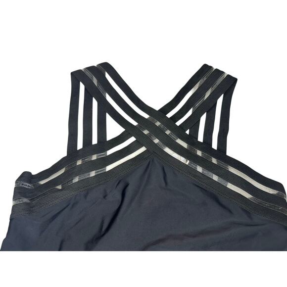 aava NWT Imogen Cross Over One Piece Swimsuit Size S Black Striped Bathing Suit - Picture 4 of 5